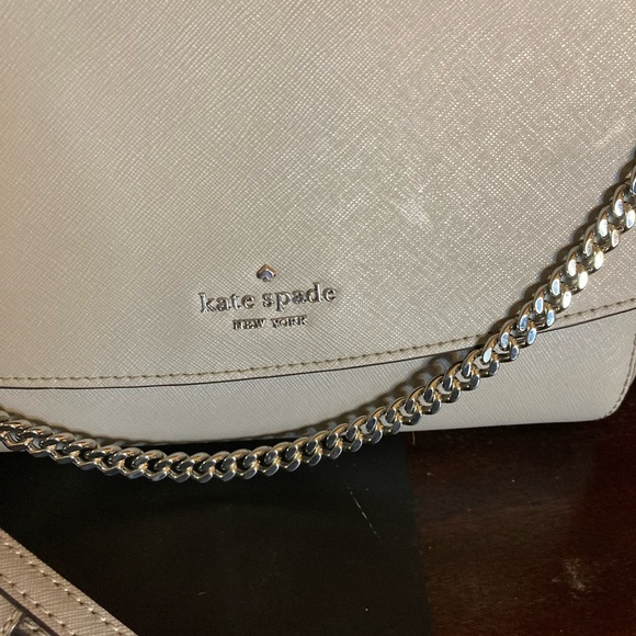 KATE SPADE GRAY leather CROSSBODY SHOULDERBAG TOTE 10x7 - Picture 2 of 8